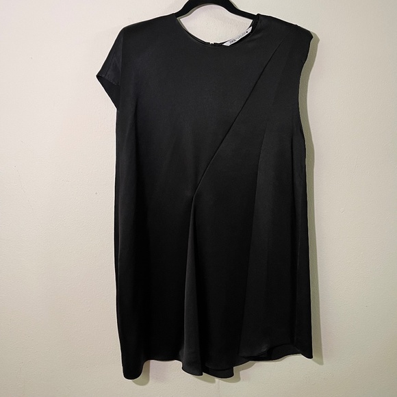 Zara Black Shift Dress with Shoulder Pads Women's Size - Picture 2 of 6